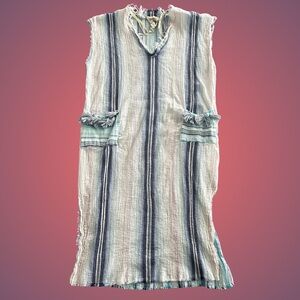 Z&L Europe blue Striped beach coverup Dress S/M